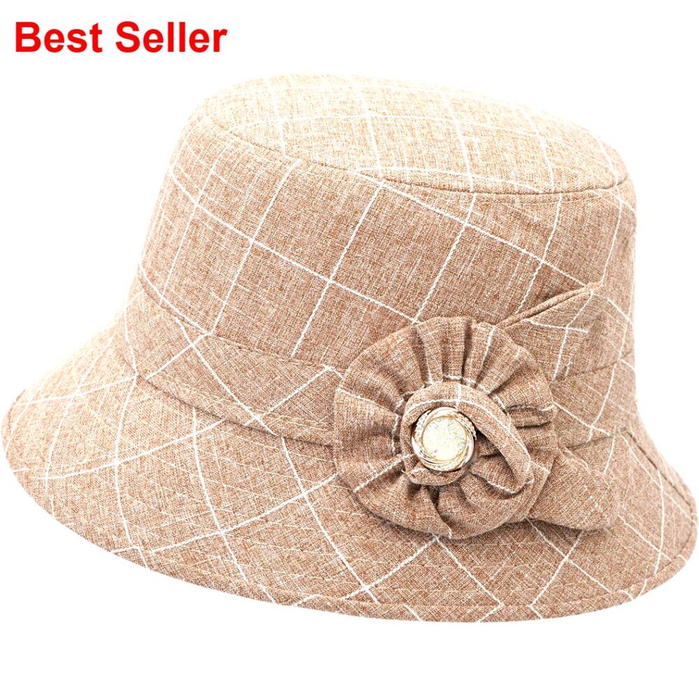 Vintage Floral Bucket Hat Cotton Polyester Adjustable Fedora